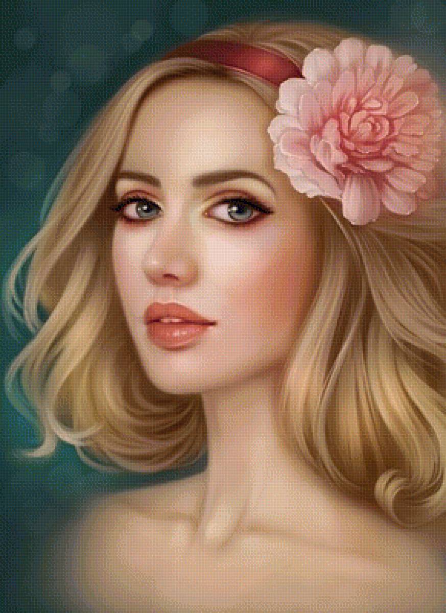 девошка с цвеком - предпросмотр