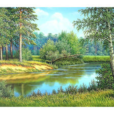 Схема вышивки «Лесная речка.»
