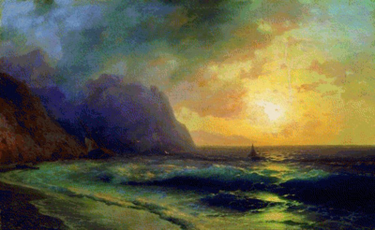 Sunset at Sea by Ivan Aivazovsky,1853 - by ivan aivazovsky, 1853 закат на море - предпросмотр