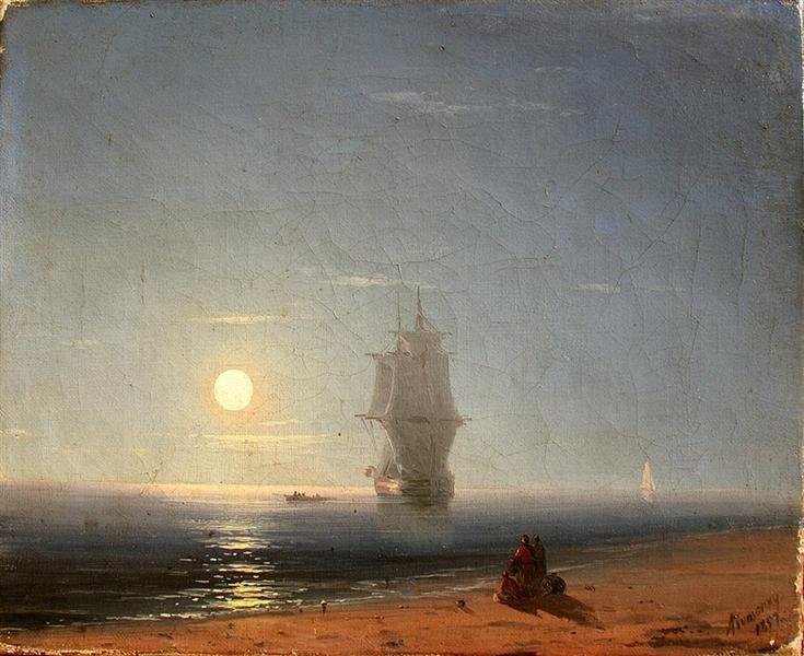 Lunar night by Ivan Aivazovsky - by ivan aivazovsky, 1857 лунная ночь - оригинал