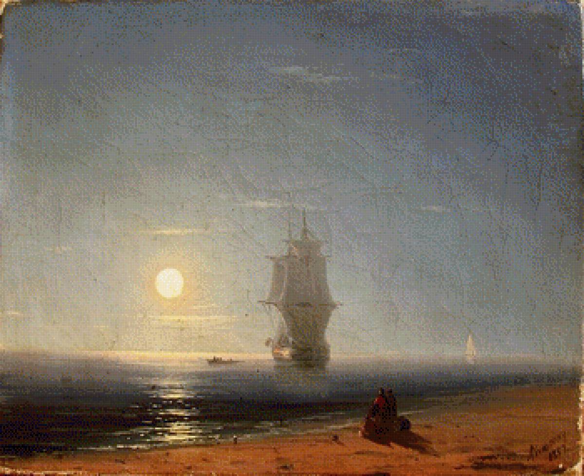Lunar night by Ivan Aivazovsky - by ivan aivazovsky, 1857 лунная ночь - предпросмотр
