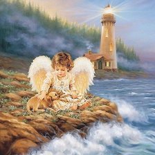 Схема вышивки «ангелок с собакой»