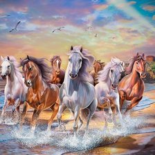 Схема вышивки «бегущие лошади»