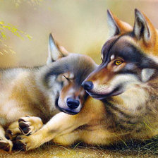 Схема вышивки «Пара волков»