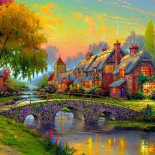 Схема вышивки «домик у речки»