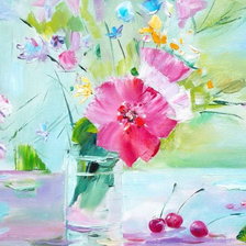 Схема вышивки «ЦВЕТЫ, ВИШНЯ»