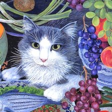 Схема вышивки «обед кота»