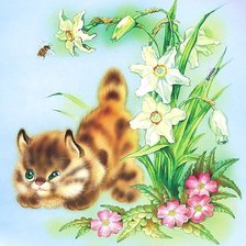 Схема вышивки «котёнок»