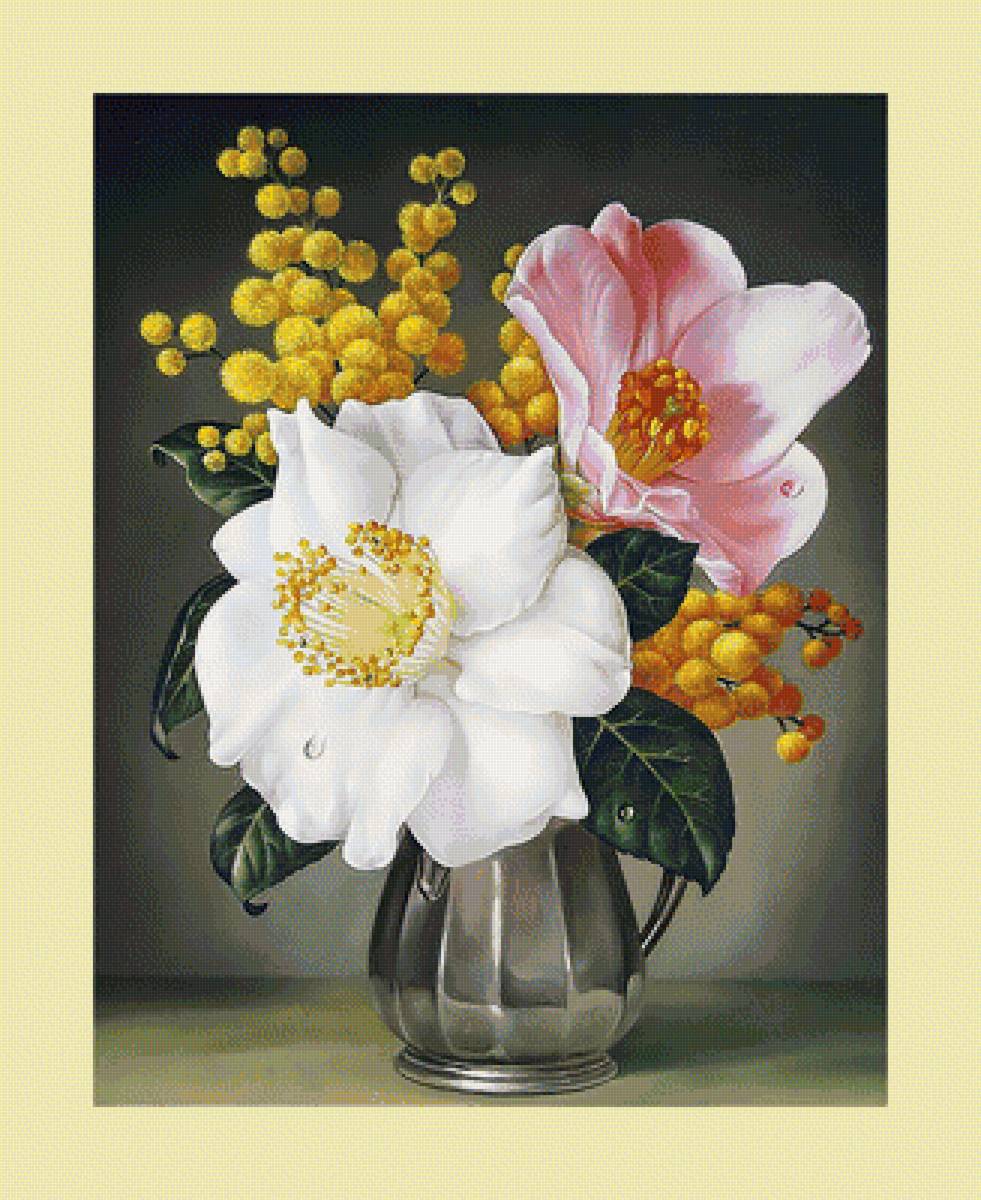 Букетик. - живопись, цветы, ваза, букет - предпросмотр