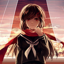 Схема вышивки «татэяма аяно стоит у окна на фоне неба»