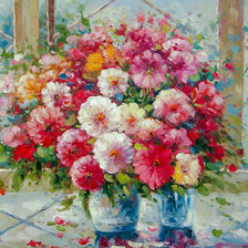 Схема вышивки «Pink Chrysanthemums.»