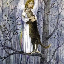 Схема вышивки «Кот и ангел»