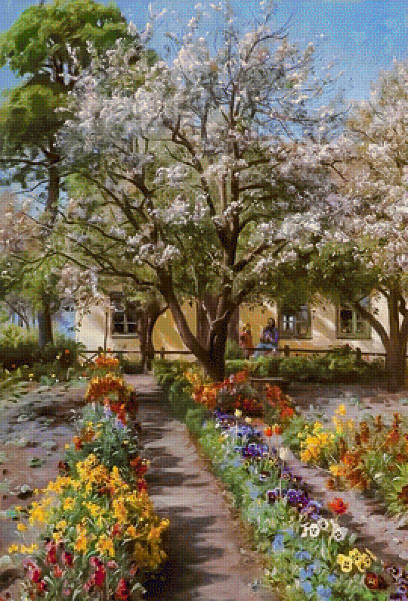 Garden in Spring. - scenarys.people.flowers and gardens. - предпросмотр