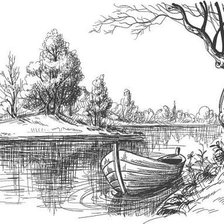 Схема вышивки «пейзаж карандашом»