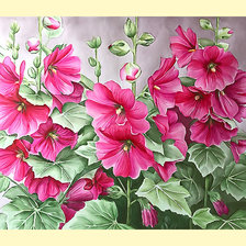 Схема вышивки «Серия "Цветы". Мальвы»