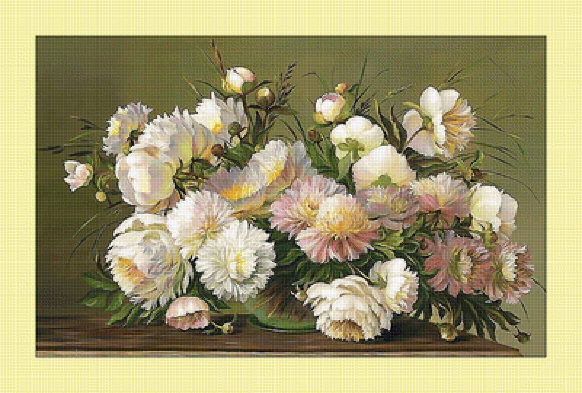 Пионы.Букет. - пионы, цветы, букет, живопись - предпросмотр