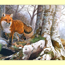 Схема вышивки «Лисица в лесу.»
