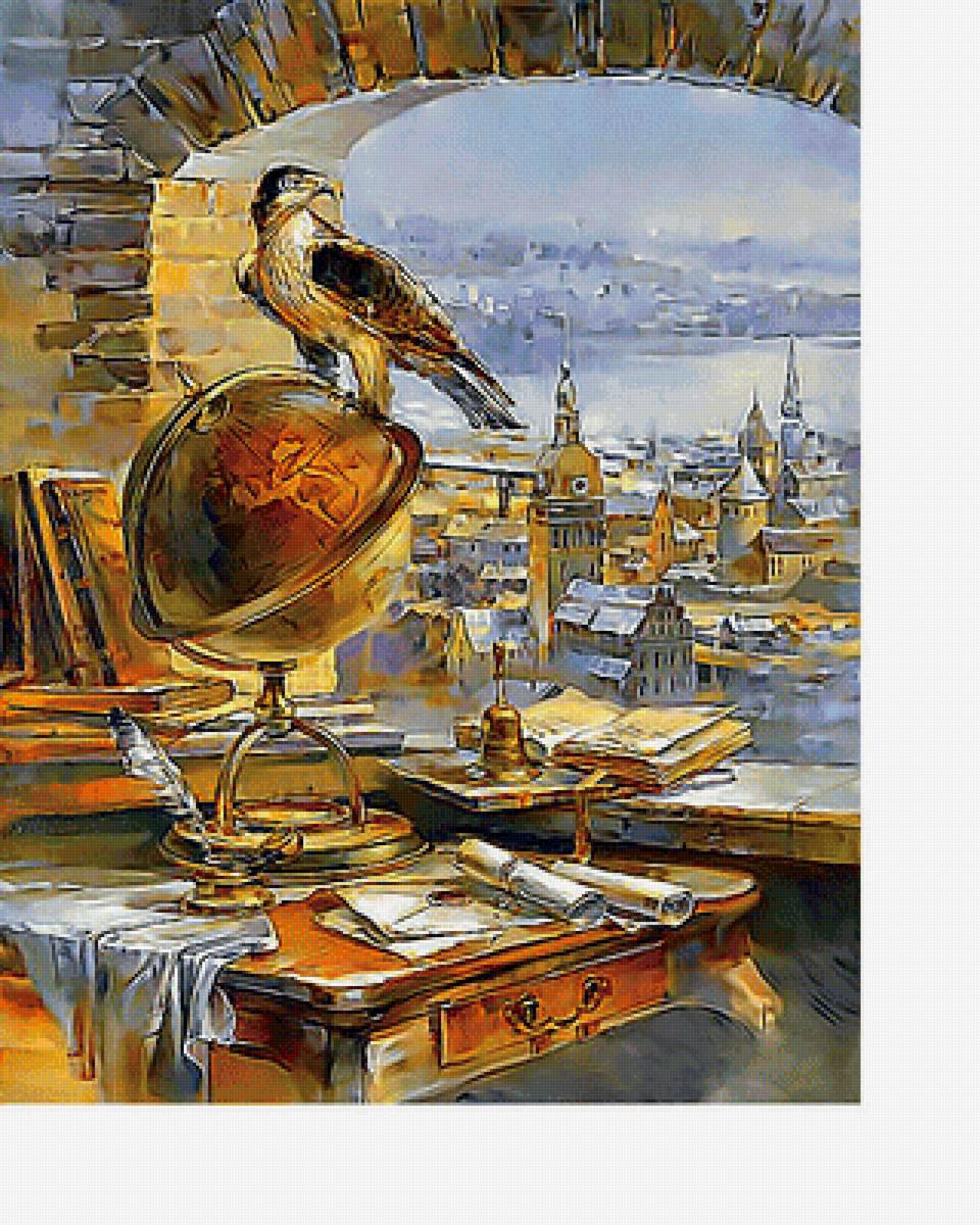 12511 - орел, глобус, город, ночь - предпросмотр