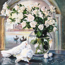 Схема вышивки «Голуби»