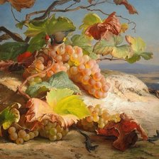 Схема вышивки «Виноград и ящерки»