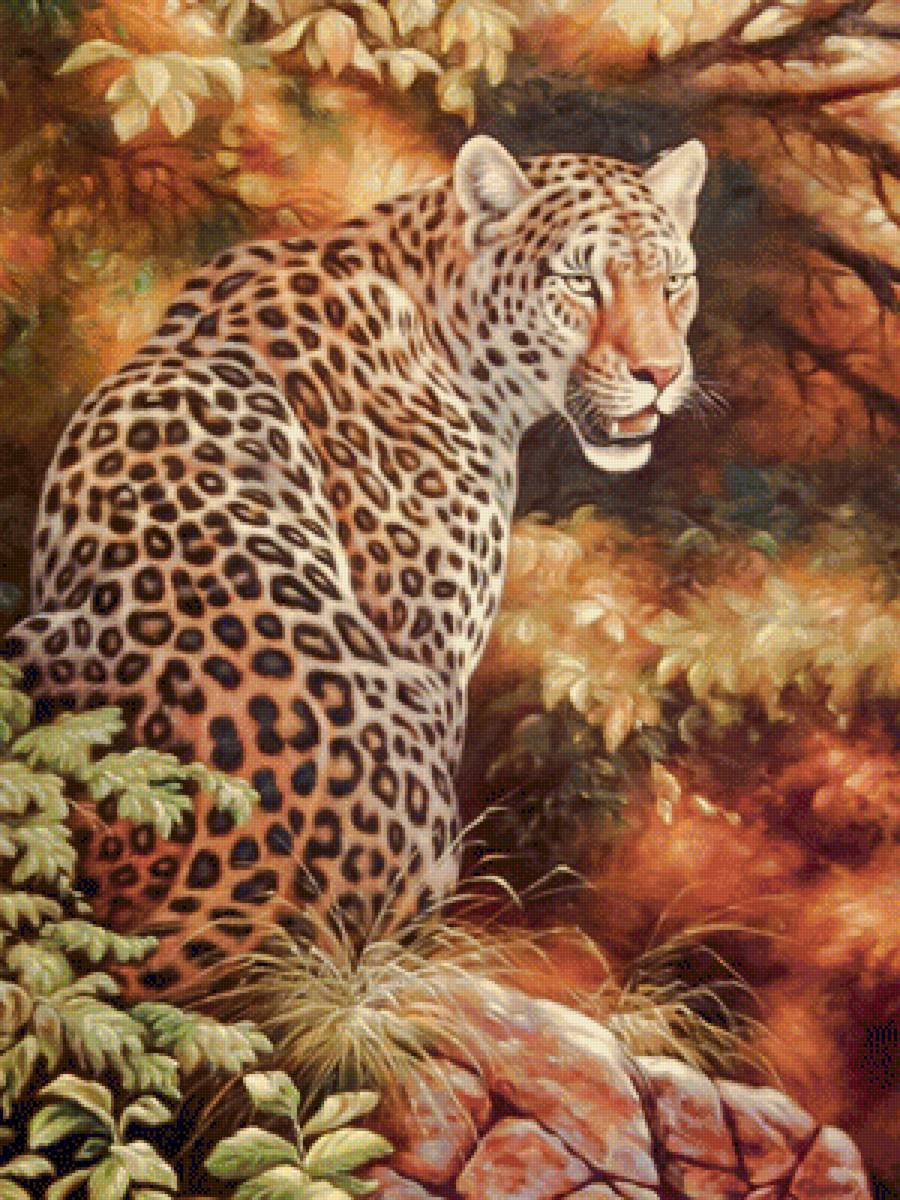 Leopard Sitting. - augusto javino bruno painter.animals. - предпросмотр