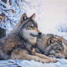 Схема вышивки «Волки»