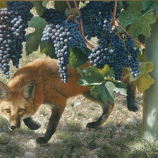 Схема вышивки «Лиса и виноград»