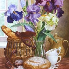 Схема вышивки «Ирисы у окна»