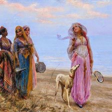 Схема вышивки «Прогулка (по картине Фредерика Бриджмана)»