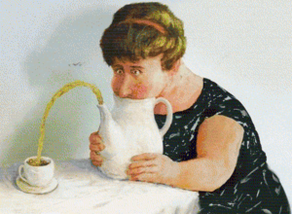 сидела женщина скучала 2 - чайник, картина, скука, женщина - предпросмотр