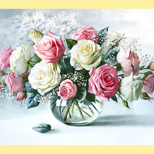 Схема вышивки «Серия "Букет". Розы, акварель»