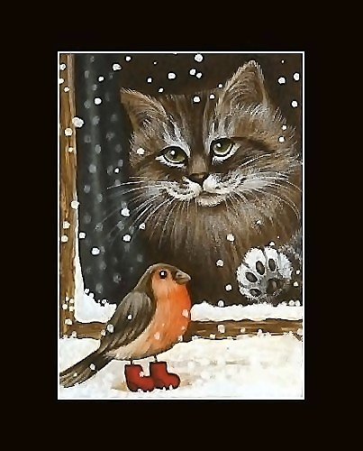 птичка и кот - птичка, кот - оригинал