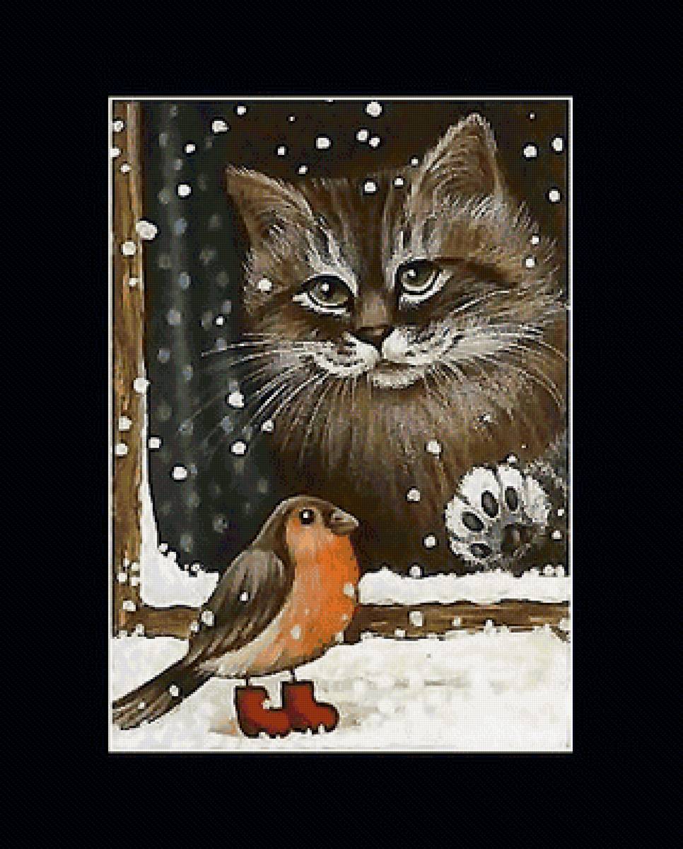 птичка и кот - птичка, кот - предпросмотр