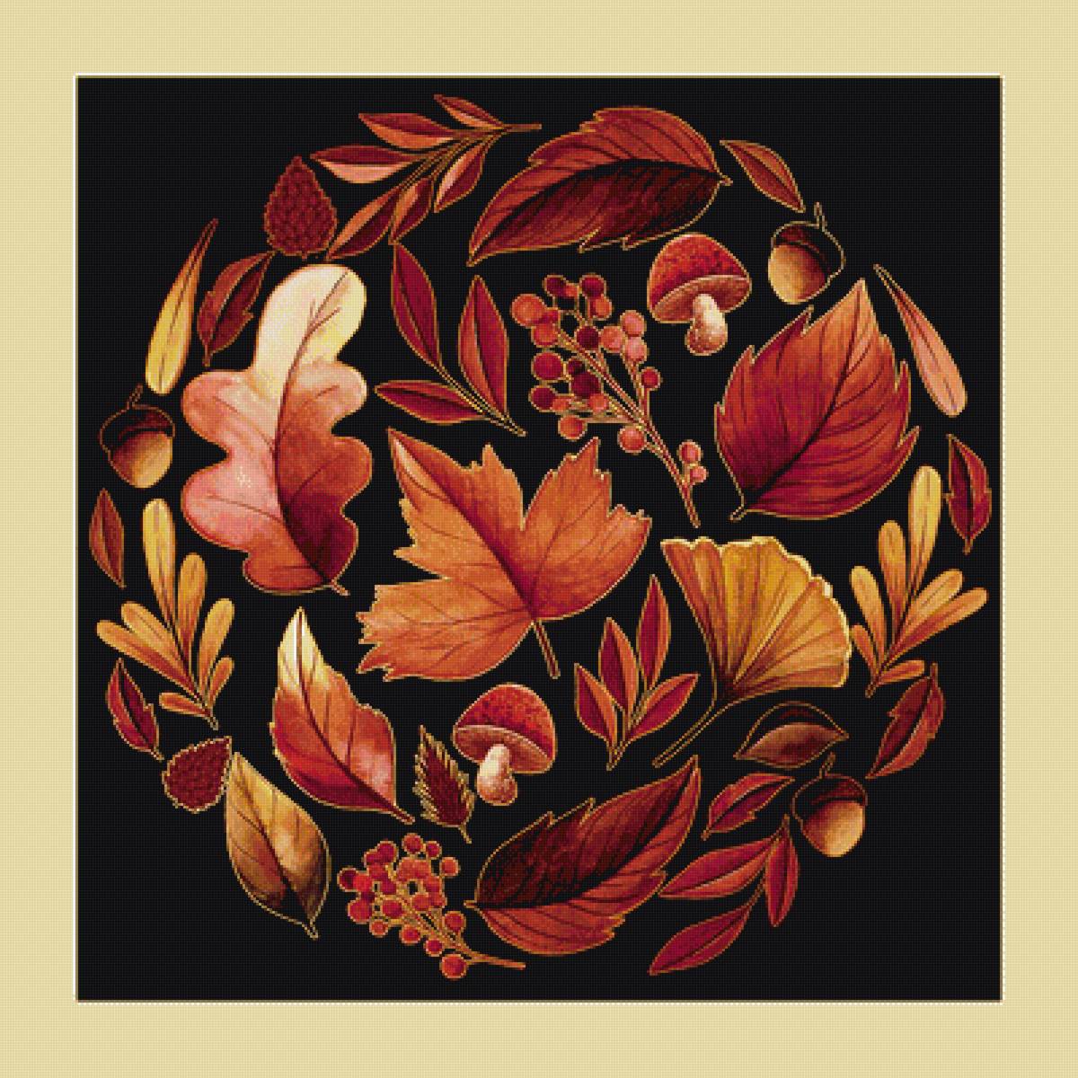 Серия "Подушки". Осенняя - подушка, листья, желуди - предпросмотр