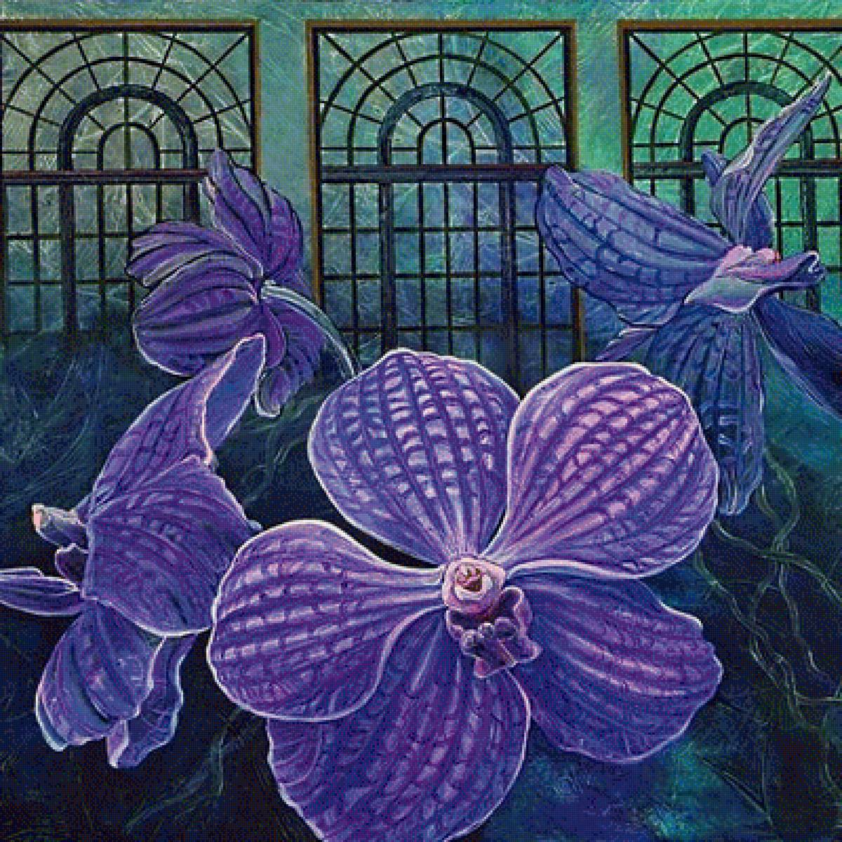 лиловые цветы - лиловые цветы, орхидеи, цветы, ванда, орхидея - предпросмотр