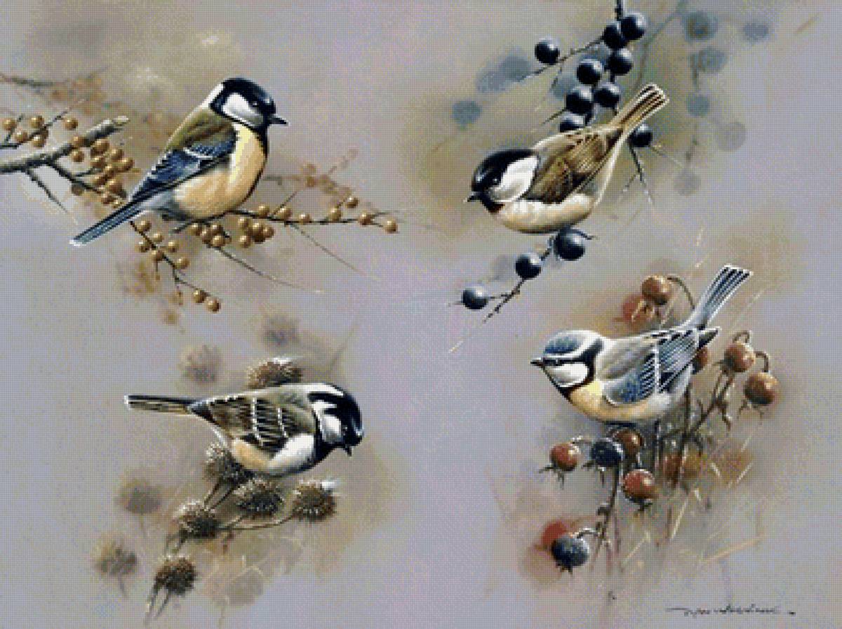 Птички на ветке - предпросмотр