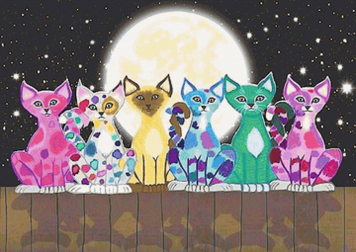 лунная прогулка - луна, кошки - предпросмотр