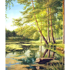 Схема вышивки «Лесное озеро.»