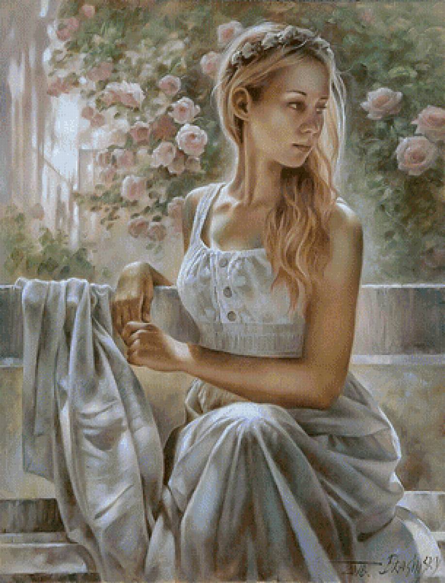 Sara In Garden. - arthur braginsky painter.scenarys.ladies.portraits. - предпросмотр