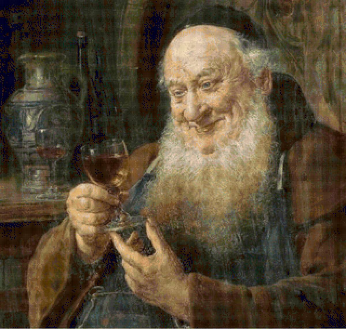 "Винодел"(художник Эрнест Новак) - 48 цв.+ 13 бл., aida 18, в 2 нити, размер 320w x 400h - предпросмотр