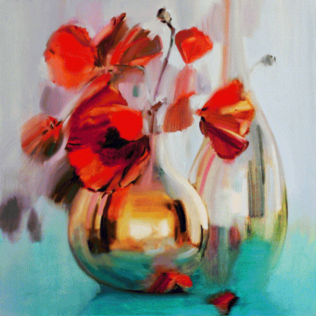 Маки. - натюрморт, цветы, живопись. - предпросмотр