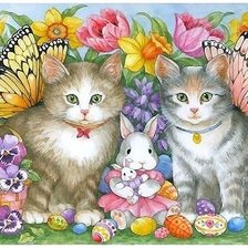 Схема вышивки «пасхальные котята»