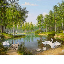 Схема вышивки «Лебеди на пруду»