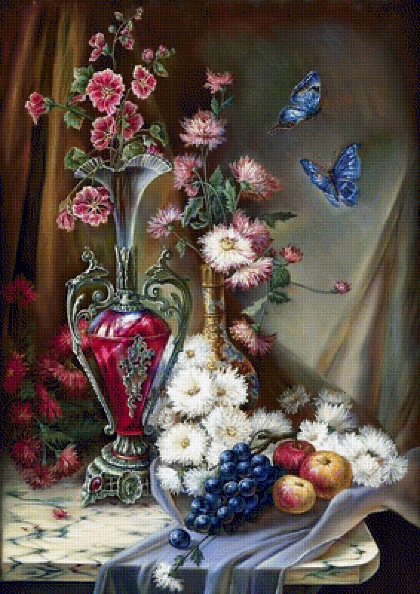 Натюрморт. - цветы, живопись., натюрморт - предпросмотр