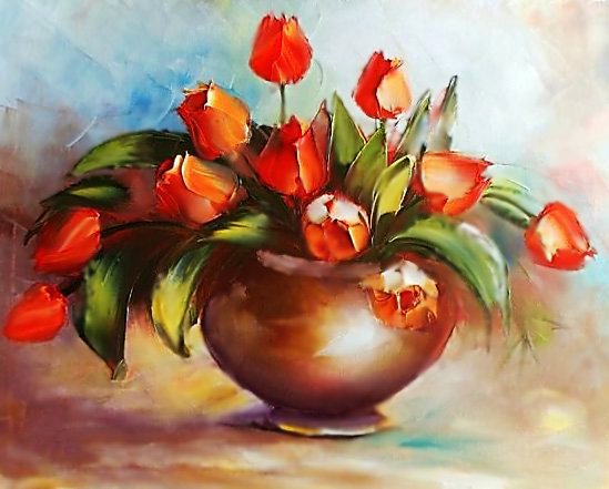 Тюльпаны. - цветы, живопись., натюрморт - оригинал
