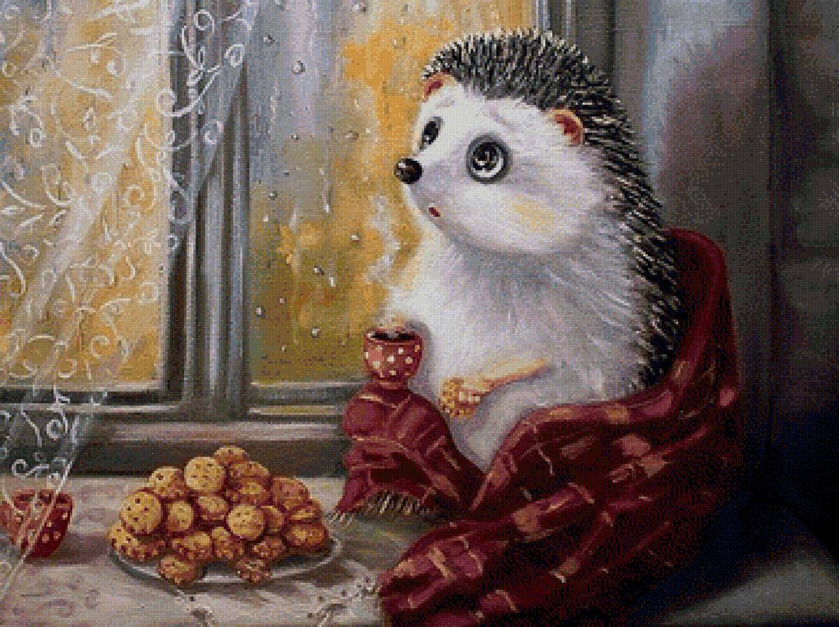 Ёжик - окно, еж, печенье - предпросмотр