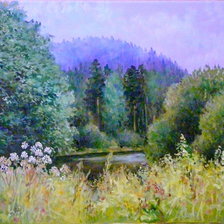 Схема вышивки «Таежный берег  худ.Костромин Андрей Михайлович»