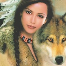 Схема вышивки «Девушка и волк»