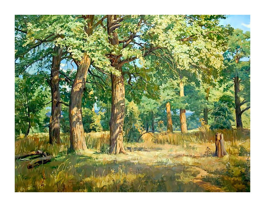 Дубовая роща. - роща, живопись, деревья, природа, дубы - оригинал