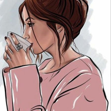 Схема вышивки «С чашкой кофе.»